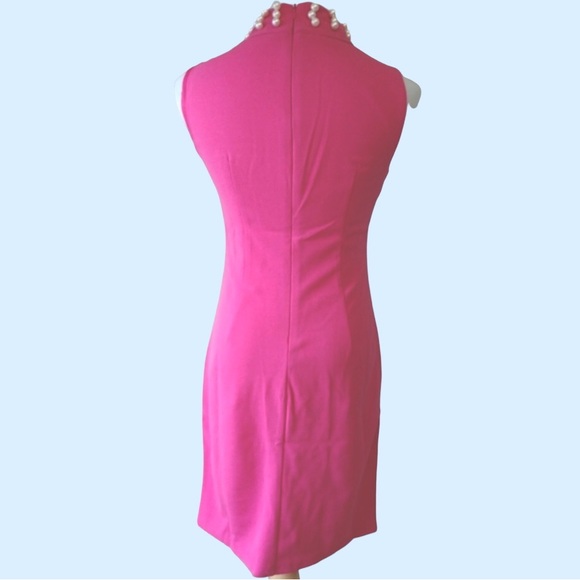 ❌DONATED❌Fuchsia Pink Faux Pearl Detail Lined Sheath Dress - Picture 6 of 12